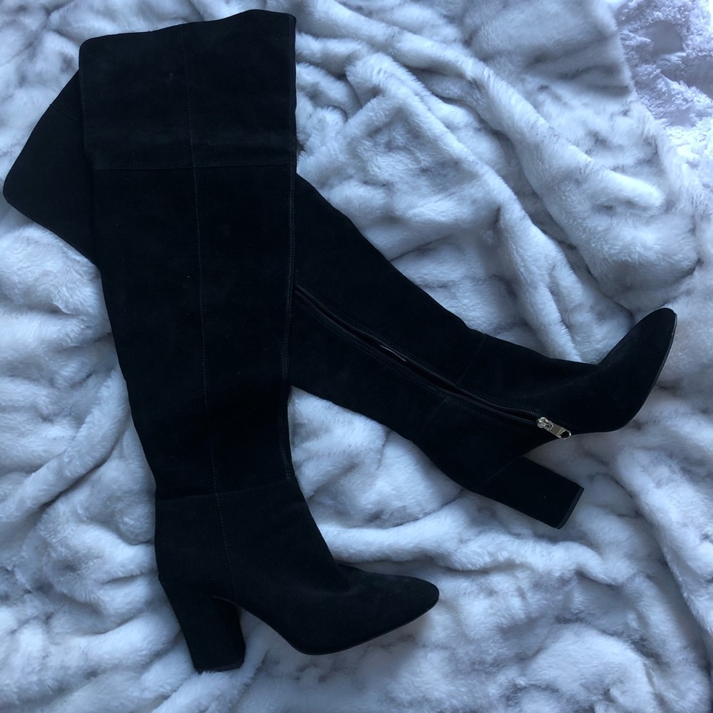 Vince camuto over the knee heeled boots suedeblack